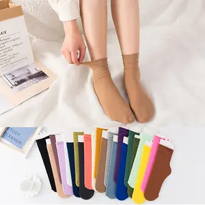 Women's Cotton summer candy nude colored girls socks nylon Designer Slouch Socks For Women