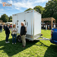 Remorque WC mobile en marbre avec configuration de toilettes à double poste pour événements, lieux de réception, entrepreneurs et achats en gros
