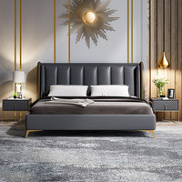 Tempat Tidur Berlapis Kulit Nappa dengan 98 Sandaran Kepala °   Headboard Ergonomis: Rangka Baja Mangan, Penyimpanan Gas-Lift, 5 Pilihan Warna Kustom