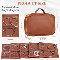 Étui de voyage en cuir pour bijoux, organiseur de rangement pour bijoux, classeur avec pochette zippée transparente, sac à bijoux portable pour boucles d'oreilles et bagues