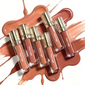 Matte Liquid <b>Lipstick</b> Private Label Gold Cap Square Tubes Velvet Nude Lip Gloss Wholesale - Product Image 3