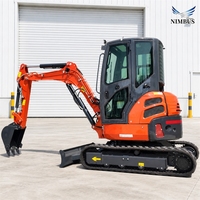 Agents et distributeurs recherchés : Mini-excavatrice NIMBUS à double vitesse avec moteur de translation et bras à oscillation latérale pour travaux de drainage