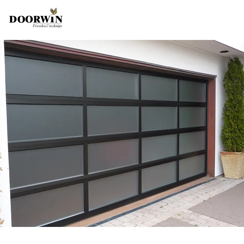 Modernes Hurricane Resistant Sectional Electric Garagentor Automatische Full view Aluminium Glas Garagentore