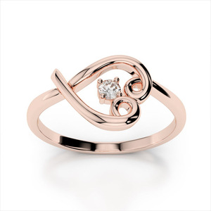 Anillo de Corazón Calado para Mujer con Piedra Central, Joyería de Moda para Uso Diario - Product Image 4