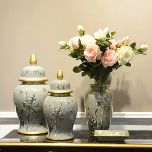 Custom Size Wholesale Chinese Antique Hand Painted Flower Porcelain Decoration Vintage Chinoiserie Ceramic Vase For Home Decor