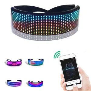 LED Light Up Glasses Customizable BT Luminous Glasses DIY Messages 22 Animations 20 Pictures Music Mode Glow Party Glasses