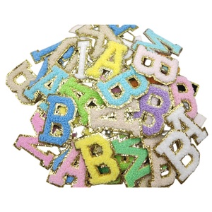 Direct Factory Wholesale Custom Colorful 6CM Chenille Letter <strong>Glitter</strong> <strong>Patch</strong> Ready to Ship A-Z All Letter Iron on Towel <strong>Patch</strong> - Product Image 1