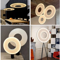 Nodric Design Luxe Led Suspension Villa Loft Escalier Salon Tissu Anneau Lustre