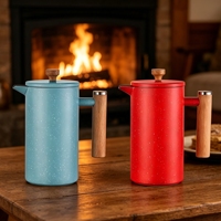 Cafetière à piston moderne avec verre borosilicate, filtre en acier inoxydable et couvercle en plastique PP pour usage domestique