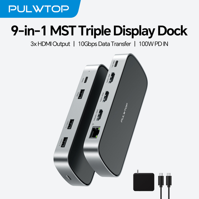 PULWTOP Usb Type-c Hub Type c Docking Station with Hdmi+USB3.0+PD Power Delivery Charger Usb-c to Usb Adapter Laptop