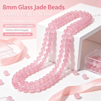 Perles en verre imitation jade lisses et brillantes de 8 mm, écologiques, pour la confection de bijoux faits main (bracelets, colliers)