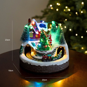 Decoración Navideña de Resina con Luces LED para el Hogar y Regalos, Pueblo Navideño con Renos en Movimiento, Casa de Nieve Hecha a Mano, Decoración para Árbol de Navidad - Product Image 6