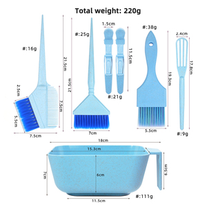 Juego de 7 Herramientas Reutilizables de Paja de Trigo para Teñir el Cabello con Tazón Mezclador, Tinte para Separar el Cabello y Cepillos con Pinza, Duradero para Uso en Salón - Product Image 5