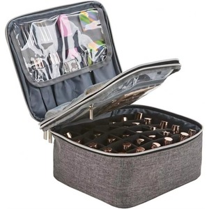 Organisateur de vernis à ongles double couche, capacité de 30 flacons, sac de rangement pour outils de manucure et pédicure, gris - Product Image 2