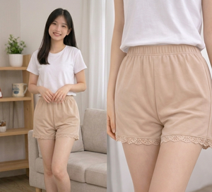 Luxury Women's Satin Sleepwear Shorts with <b>Lace</b> Plain Dyed Soft Breathable Fabric <b>Elastic</b> Waist Sexy Casual Home Nightwear - Product Image 4