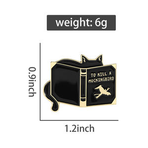 Untuk membunuh burung mokasik terinspirasi Pin Enamel hitam buku kucing bros tema Lapel lencana hewan perhiasan hadiah grosir - Product Image 6