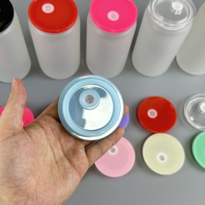 Grosir tutup plastik bebas BPA warna-warni untuk gelas kaleng bir penutup akrilik pengganti tutup Pp untuk 16oz dapat cangkir dengan lubang sedotan - Product Image 3