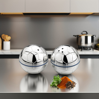 Accessoires de table de luxe en alliage de zinc couleur argent, design football, écologiques, pour sel et poivre, usage domestique