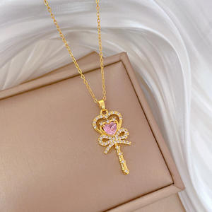 HOVANCI फैशन गहने 5 असली सोने क्रिस्टल परी जादू की छड़ी हार लक्जरी जेड जिक्रोन नृत्य लड़की स्टार हार - Product Image 4