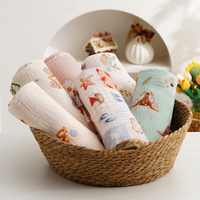 Couverture d'emmaillotage en mousseline de coton ultra douce à 2 couches, imprimé adorable, en gaze de coton crêpe, pour bébés et enfants, vente en gros personnalisée