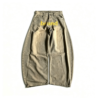 Jeans vintage à coupe ample et jambe large pour hommes, de haute qualité, avec logo imprimé DTG personnalisé