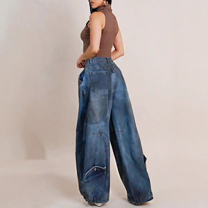 BR5779 Nouveau jean ample rétro délavé et déchiré pour femme avec ceinture réversible <span class=keywords><strong>Hiver</strong></span> - Product Image 3