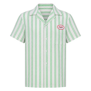 Redman Anime Men's Cotton <b>Linen</b> <b>Short</b> <b>Sleeve</b> <b>Shirt</b> Casual Vintage Striped Collar Top - Product Image 5