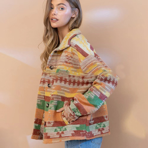 2025 nouveau <span class=keywords><strong>Style</strong></span> femmes veste en laine motif aztèque personnalisé pour automne hiver bouton respirant décoré prix de gros - Product Image 2
