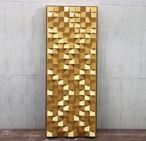 EagerArt ديكور منزلي فن وسائط مختلط 3D تجريدي فنون جدارية الإغاثة مصنوعة يدويًا من الذهب والخشب المنحوت تصميم فني لوحة جدارية