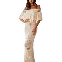 Robe longue deux pièces pour femme, unie, lavable, respirante, élégante et décontractée, style modeste, avec bandeau en tricot ajouré et châle à pampilles, pour le quotidien