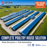 Bâtiment agricole préfabriqué en acier sur mesure de grande envergure, poulailler, bâtiment pour volailles avec système d'alimentation et de ventilation