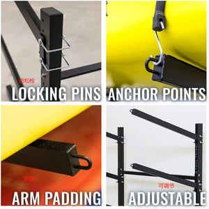 Support de rangement et d'exposition autoportant en métal noir avec revêtement en poudre pour planches de surf et kayaks, montage facile - Product Image 2