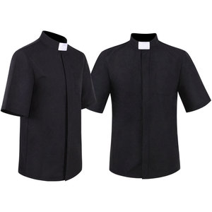 Camisa de cosplay de sacerdote, negra, de manga corta, para disfraz de Halloween, unisex para adultos - Product Image 1