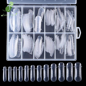 SunelPort Embouts d'ongles en cristal D6 120 pièces, à presser, longs, à bords incurvés et griffes surélevées, ultra-fins, sans trace, sans support en papier - Product Image 1