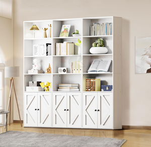 Estantería de 6 Niveles con 2 Puertas, Mueble de Almacenamiento para Oficina en Casa, Sala de Estar, Dormitorio, Blanco - Product Image 4