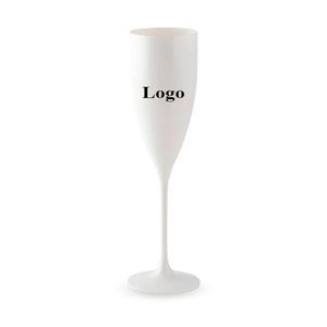 Gobelet à champagne en plastique blanc personnalisé avec logo imprimé, pour usage domestique, réutilisable et jetable, OEM disponible - Product Image 1