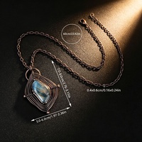 Collier pendentif en labradorite de style vintage, tissé à la main en forme d'araignée, plaqué en bronze antique, cadeau de fête pour femmes