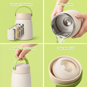 Contenedor Térmico de Acero Inoxidable Versátil de 800 ml con <span class=keywords><strong>Aislamiento</strong></span> al Vacío, Tapa Hermética y Asa Portátil para la Escuela - Product Image 4
