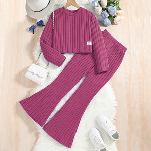 Ensemble de vêtements pour adolescentes, automne-printemps, style décontracté, nouvelle mode, chemise à manches longues et pantalon évasé - Product Image 1