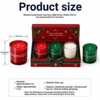 Coffret Cadeau de Noël en Verre à Motif Écossais, Ensemble de 3 Pièces, Cadeau Festif, Bougies Parfumées Personnalisées en Usine