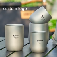 Cangkir Titanium Murni Ringan Logo Kustom Portabel Mug Minum Titanium untuk Berkemah di Luar Ruangan