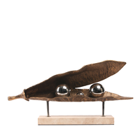 Sculpture géométrique en métal et marbre, artisanale de qualité supérieure, design moderne et luxueux, bronze doré, argent, pour table, vitrine de boutique haut de gamme