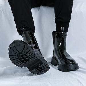 Bottes à lacets en cuir verni vert pour homme WITHCOCO, fermeture à enfiler, semelle intermédiaire en EVA, semelle extérieure en caoutchouc, confort hiver/été, résistant aux taches - Product Image 4