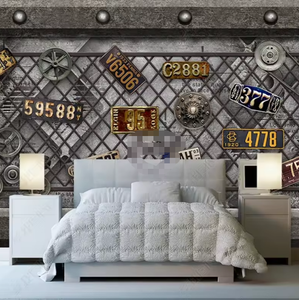 Papier peint décoratif <span class=keywords><strong>de</strong></span> fond <span class=keywords><strong>de</strong></span> <span class=keywords><strong>plaque</strong></span> d'immatriculation <span class=keywords><strong>de</strong></span> style industriel rétro - Product Image 3