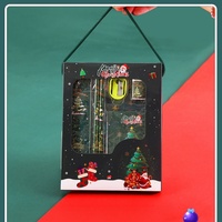 Weihnachtliches Schreibwaren-Geschenkset Weihnachts-Geschenktüten-Füller Enthält 2 Weihnachts-Bleistifte Radiergummi Lineal Anspitzer für Kinder Schüler