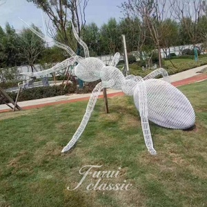 Scultura di <span class=keywords><strong>Formica</strong></span> in Filo d'Acciaio Inossidabile, Grande Statua di Insetto in Metallo per Parchi, Piazze e Decorazioni Esterne - Product Image 1