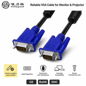 Кабель <span class=keywords><strong>VGA</strong></span> 3+5 жил, штекер-штекер, коаксиальный, 1080P, высокоскоростной видеокабель с ферритовым фильтром для монитора, ПК, ноутбука - Product Image 1