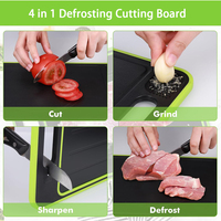 Planche à découper et à décongeler KITCHENCARE double face 4-en-1 avec râpe et aiguiseur