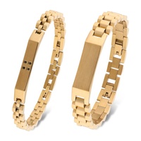 Bracelets pour hommes, ensembles de bijoux pour couples, bracelet de montre à trois perles en acier inoxydable 316L plaqué or 18 carats PVD, design célèbre