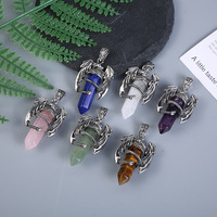 Collier Pendentif Hexagonal en Pierre Naturelle en Gros, Style Classique, Cristal de Quartz, Pierre de Guérison, Pendentif Balle, Design Dragon